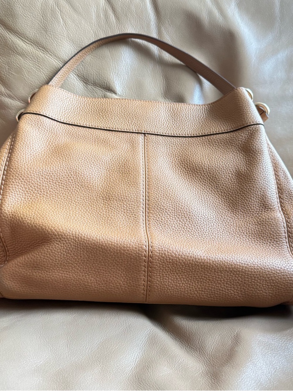 Coach Pebbled Leather Shoulder Bag in Light Tan - Picture 2 of 10